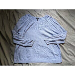 Talbots Sweater Blue Cable Knit Crewneck Cotton Cashmere Blend Womens Size 3Xp